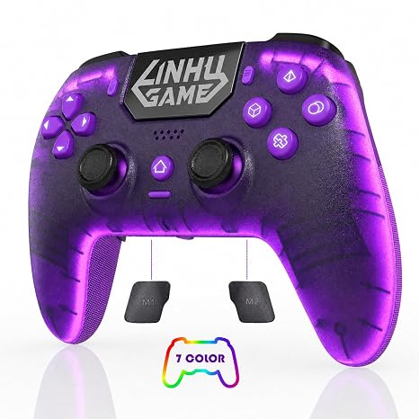 linhugame Wireless Controller Compatible with PS5/Slim/Pro/PC Purple