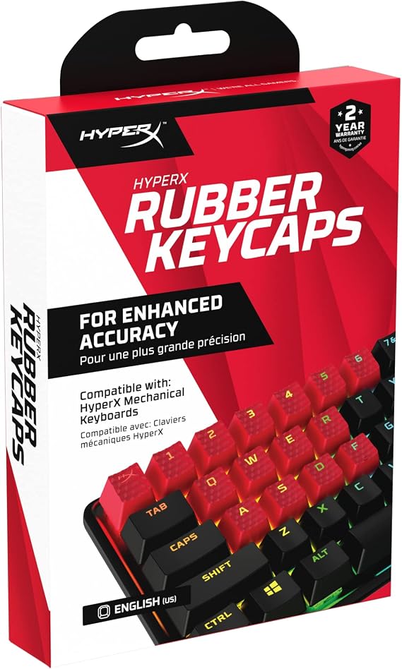 HyperX Rubber Keycaps Gaming Accessory Kit, 19 Keys, English (US) Layout, Red