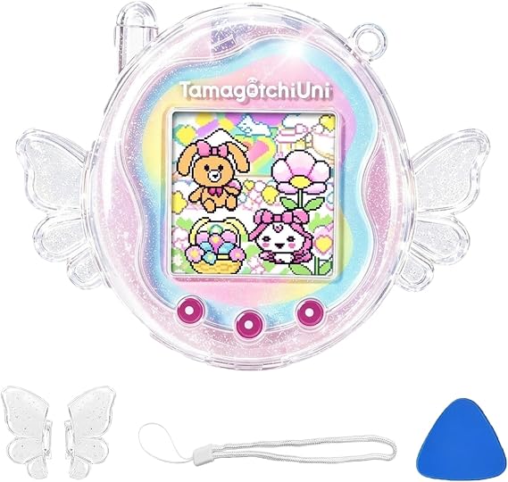 Tamagotchi Uni用クリアグリッターエンジェルウィングPCケース。