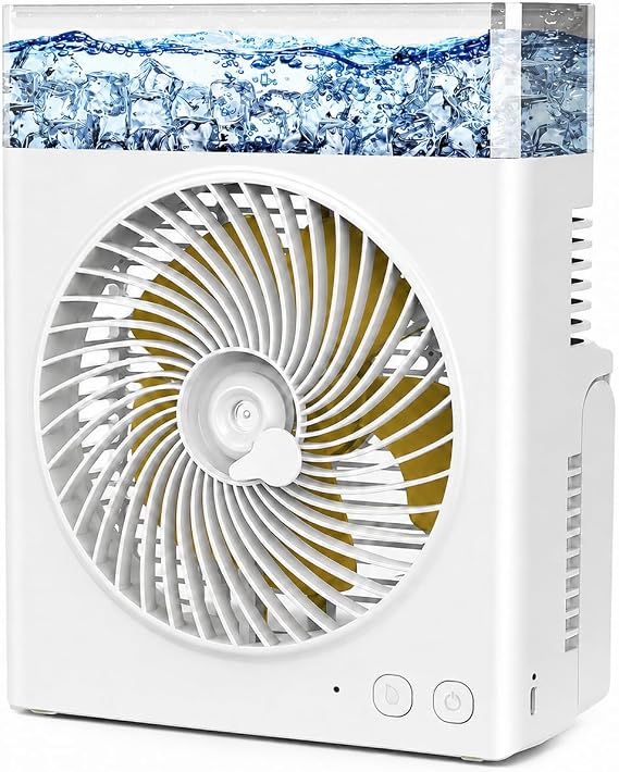 Misting Fan Portable, 8000mAh 8-Inch Rechargeable Battery Operated Fan with 600mL Water Tank, Cooling USB Desk Fans for Home, Perfect Quite Mist Water Spray Fans for Camping Home Outside Office Travel