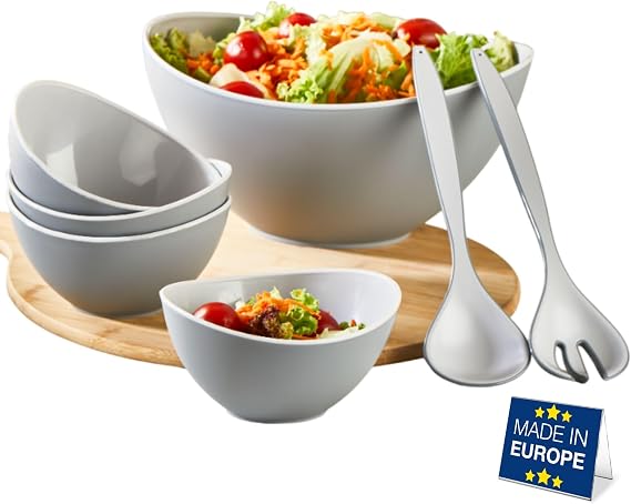 Hakan Unbreakable Large Mixing Bowl with 4 Service | 5-Pack Stackable Bowl Set | | Dishwasher-Safe, Gray 3 L - 400 mL, 7 Pcs