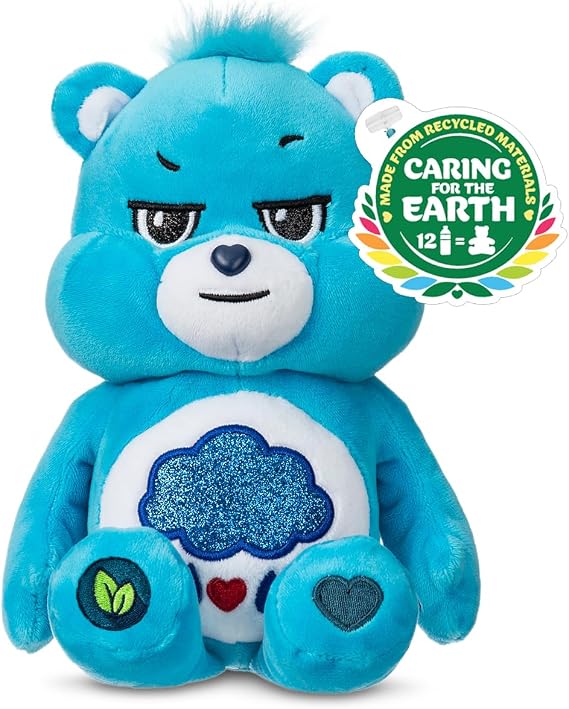 Care Bears 9" Bean Plush (Glitter Belly) - Grumpy Bear - Soft Huggable Material!