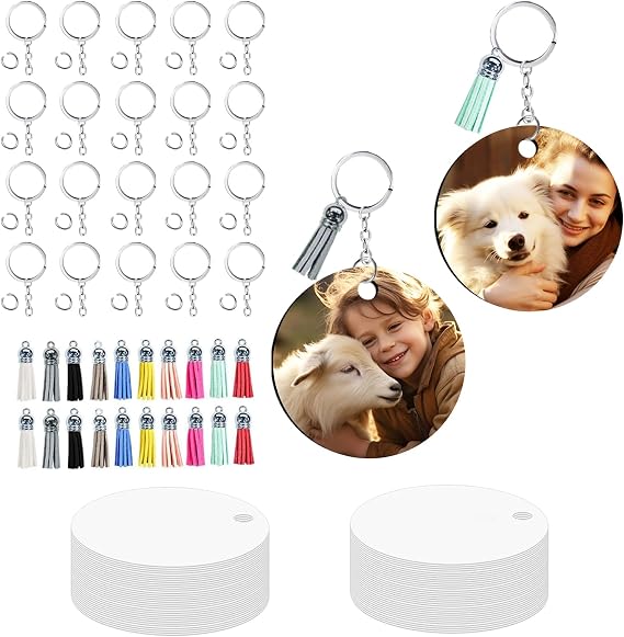 UJL 120pcs Sublimation Blanks Keychains Double Side Rectangle Blank Keychains With Tassels For Sublimation Keychain Blanks