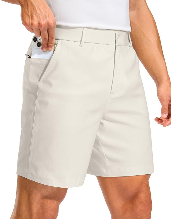 Pudolla Men's Golf Dress Shorts 7"/9" for Casual Hybrid with 3 Pockets
