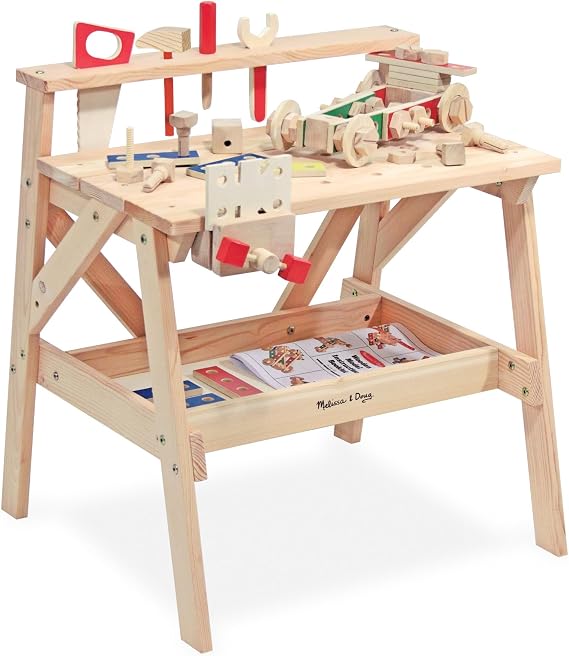 Melissa & Doug Solid Wood Project Workbench Play Building Set - STEAM Toy