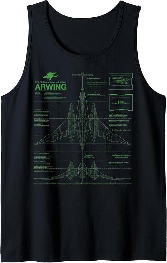 Nintendo Star Fox Zero Arwing Schematics Poster Tank Top