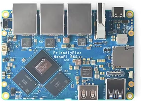 FriendlyElec NanoPi R6S Mini Computer, RK3588S Cortex-A76, 4/8GB DDR4, 64GB eMMC, 2.5G Ethernet, with CNC Metal Case (8+64GB Ram SingleBoard)