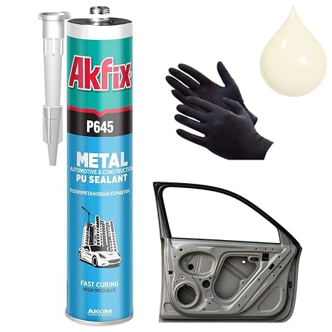 Akfix P645 Seam Sealer Automotive Beige (1x10.1 Oz.) - Urethane Autobody Seam Sealer Adhesive for Metal Joints, RV Roof Sealant, Sandable, Paintable, Fast Curing and Durable Bonding | Beige, 1 Pack