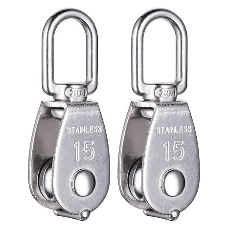 Stainless Steel Small Pulley M15 2pcs,for Outdoor DIY Pulley System, Bird Feeder Sun Shade, Tent Poles, Kayak
