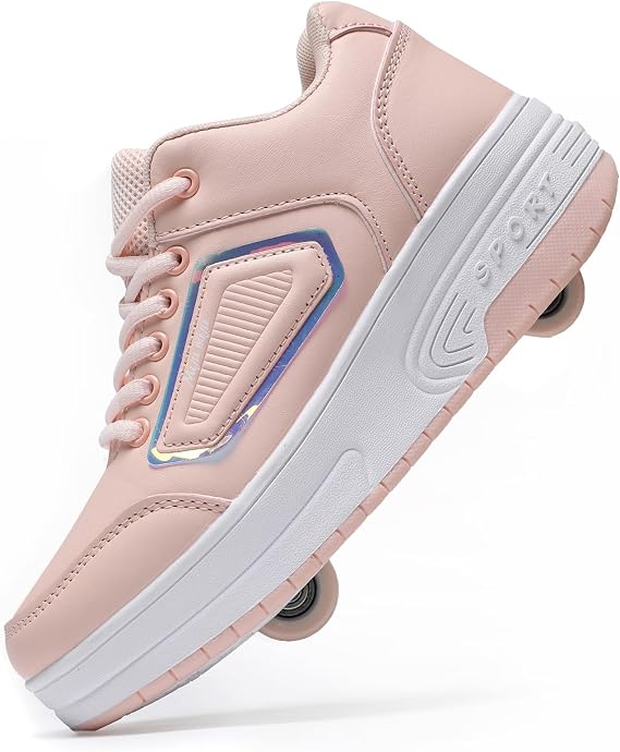 Roller Skate Shoes for Boys Girls Detachable Sneakers with Wheels Fashion Wheeled Shoe for Kids Gift