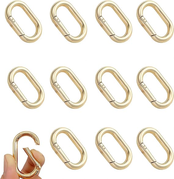 12-Pack Gold Key Ring Clips, Keychain Hooks for Keys, Bags & DIY Crafts