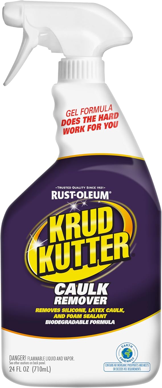 Krud Kutter Caulk Remover Spray, 24 oz, Softens and Removes Caulk, Sealant and Adhesive Residue, Easy to Use Spray for Bathroom, Kitchen, Windows and Tile Surface Prep