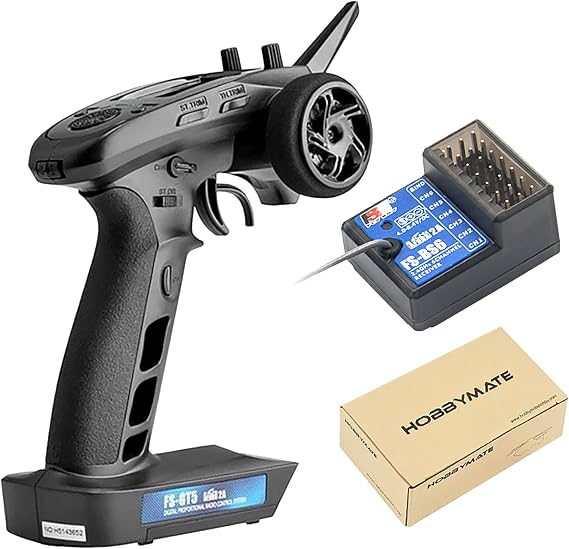 HOBBYMATE Flysky FS GT5 RC Transmitter with FS BS6 Gyro Receiver, 2.4Ghz 6 Channels RC Car Radio Transmitter and Receiver [F.Safe Out of Control Protect, ABS Setting, AFHDS 2A]