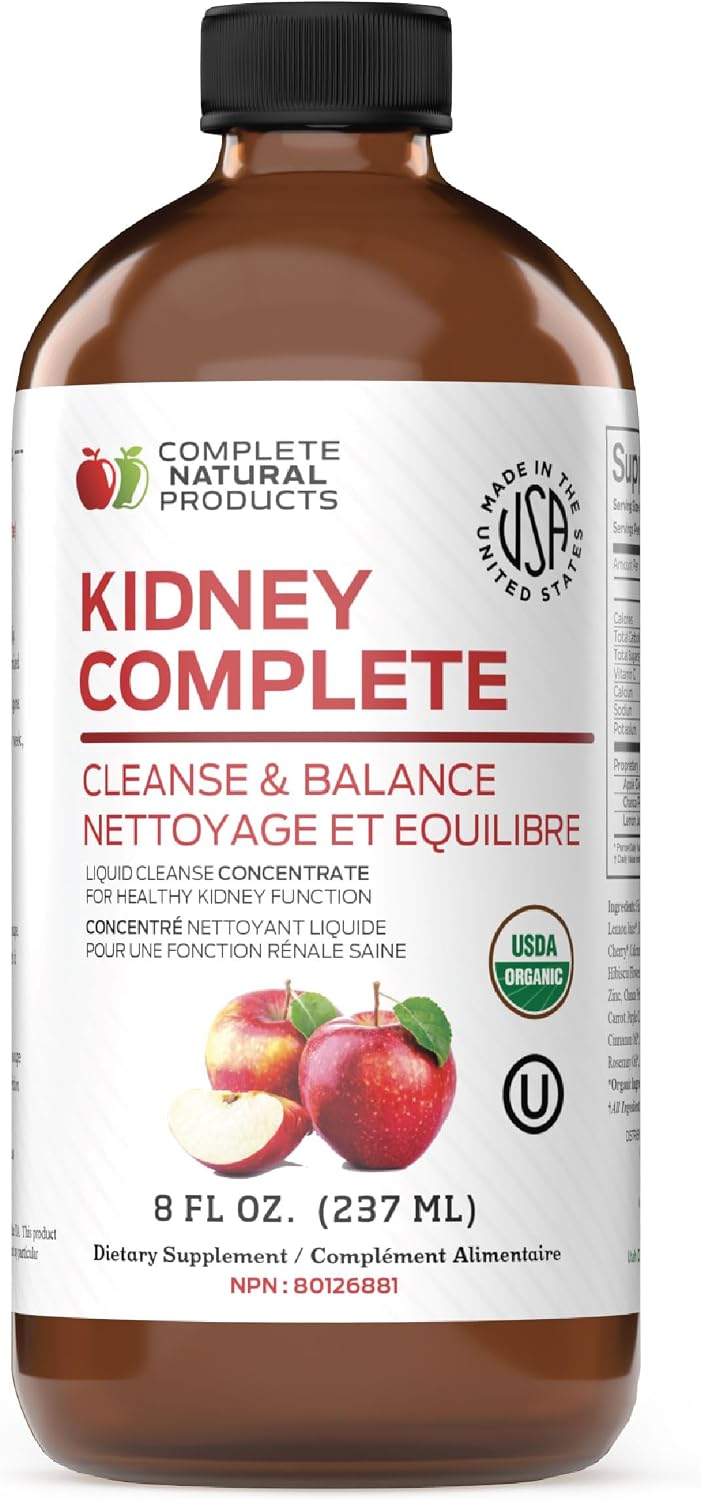 Complete Natural Products Kidney Complete - 16oz Liquid Dietary Supplement for Kidney Support, Cleanse, and Detox with Apple Cider Vinegar, Lemon, Organic Chanca Piedra