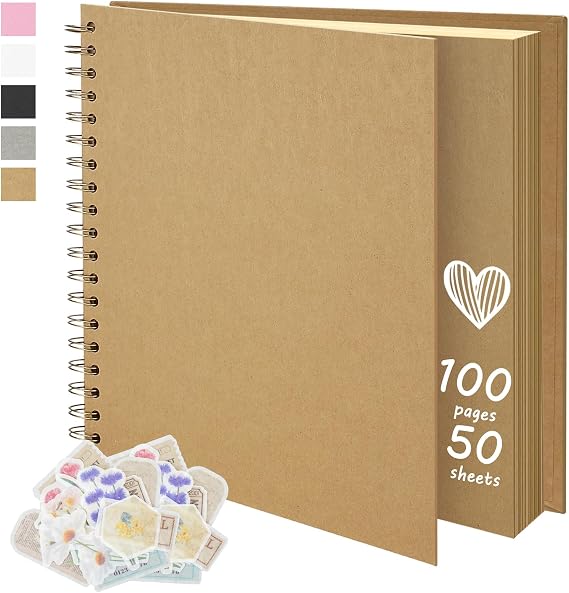 DIY Scrapbook Photo Album,100 Pages,10x10 Inch,Kraft
