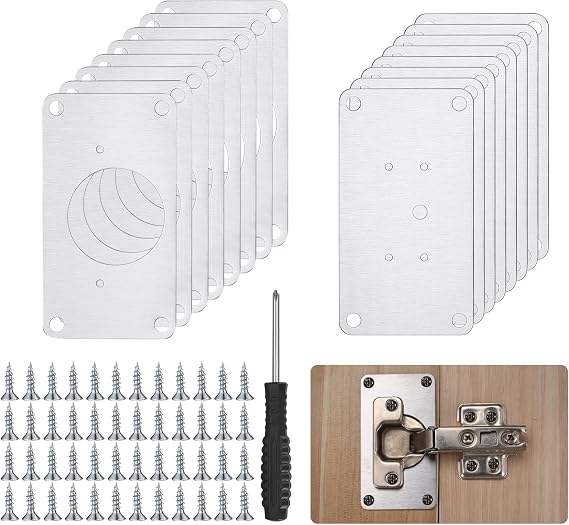 16PCS Cabinet Hinge Repair Plate, Cabinet Door Hinge Repair kit