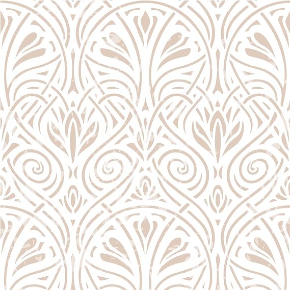 Modern Geometric Peel and Stick Wallpaper Boho Light Brown Damask | Self Adhesive Wallpaper Removable Contact Paper for Bedroom Bathroom Accent Wall Cabinets Decor 17.7in x 9.8ft