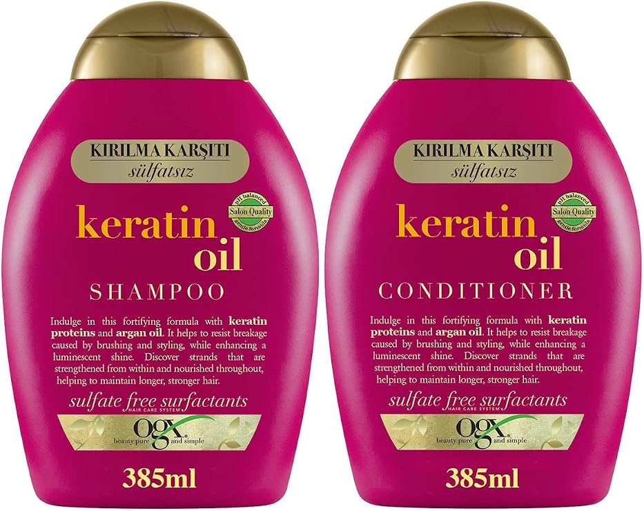 OGX Keratin Oil Şampuan 385 ml + Bakım Kremi 385 ml 2'li Set