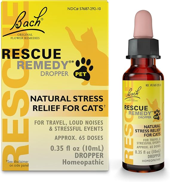 Bach Rescue Remedy Pet Dropper for Cats - 10 mL - Stress & Tension Support for Cats Natural Flower Essences - Sedative-Free, Homeopathic Liquid Formula - for All Breeds, Ages & Weights