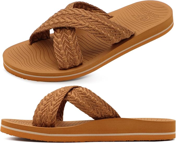 COFACE Womens Orthopedic Sandals Comfortable Orthotic Soft Cushion Walking Slip On Ladies Cloud Cross Slides for Woman Size 5-11