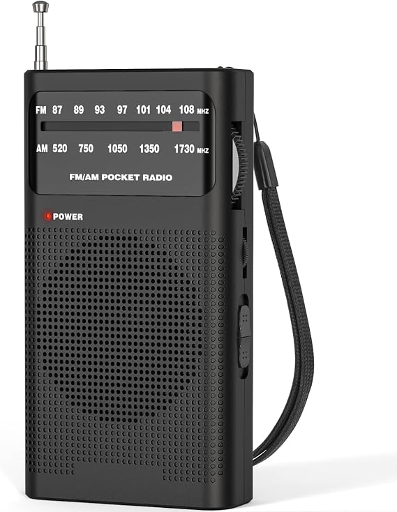 Goodes Portable Radio AM FM, Battery Operated Radio for Gift, Elder-Black