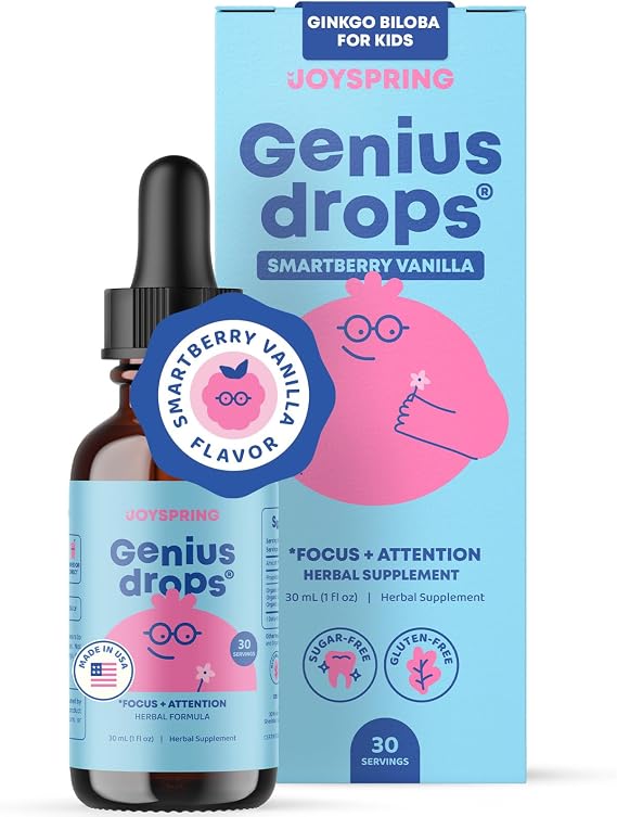 JoySpring Genius Kids Focus Drops, SmartBerry Vanilla, 30 Servings