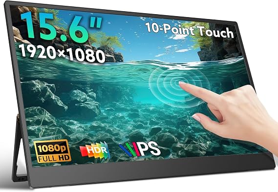 Portable Monitor Touchscreen 15.6'' 1080P Ultra Slim Complete Accessory Kit