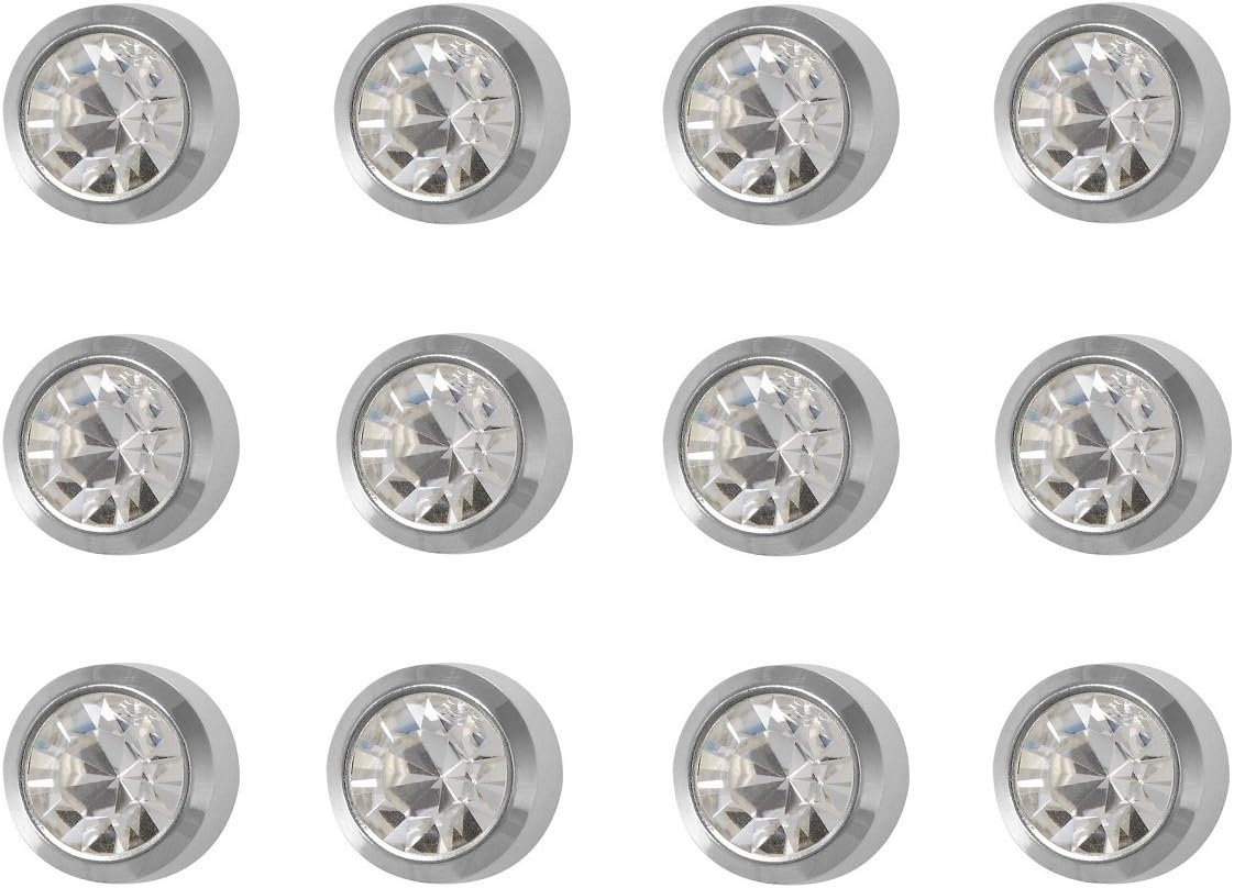 12 Pairs Studex April/Crystal Mini 2mm Stainless Steel Bezel Setting Ear Piercing Stud Earrings Birthstone