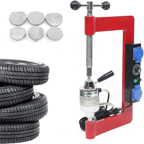 110V 60Hz Tires Vulcanizing Machine Automatic Temperature Adjustment Vulcanizing Machine Portable Tire Repair Kit Manual Tire Spreader Tire Patches Machine with 6 Molds (US Stock)