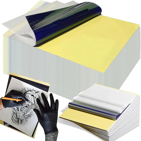 Emalla Tattoo Transfer Paper 100 Sheets Thermal Stencil Paper for Tattooing | A4 Professional Tracing Paper with Crisp Transfer 4 Layer Printer Paper 8.27" x 12" Tattoo Supplies for Studios & Beginners