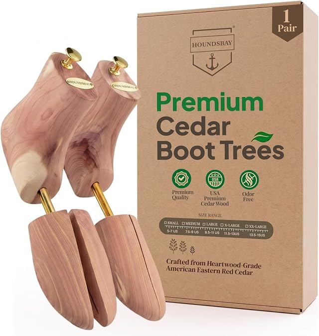HOUNDSBAY Boot Trees, Cedar Boot Tree for Men, Shoe Tree for Boots, Boot Stretcher & Shaper