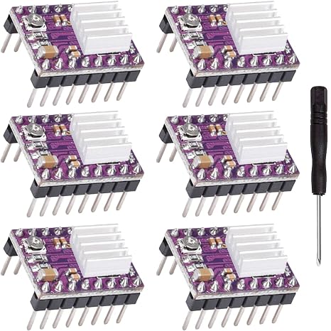 6 pcs DRV8825 Stepper Motor Driver Module Adjustable Driver 3D Printer Accessories with Heat Sink Screwdriver for 3D Printer RepRap 4 ramps 1.4 StepStick