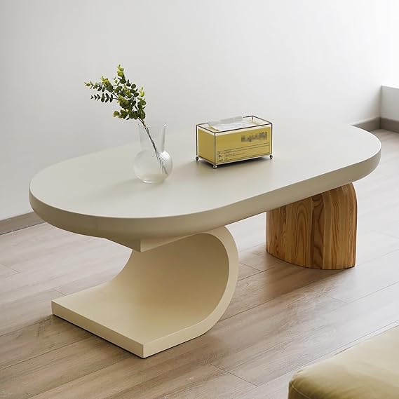 Solid Wood modern coffee tables for living room tables, Rectangular With rounded edges Table Living Room, coffee table with storage, Farmhouse Easy Assembly
