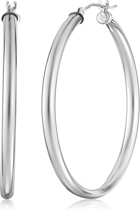 Sterling Silver Round Snuggable Huggie Hoop Earrings