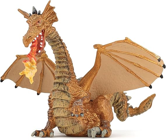 Papo Gold Flame Dragon Figurine, Enchanted World Collection, Kids Ages 3+