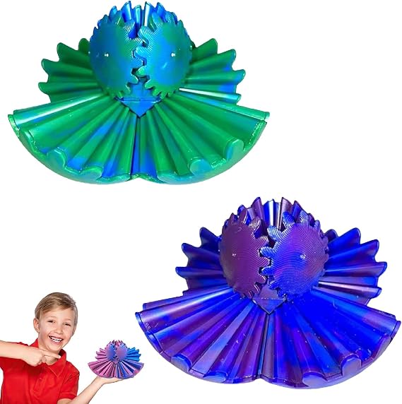 2-Pack 3D Printed Gear Balls, Rotating Gear Sphere Fidget Set for Desk and Travel