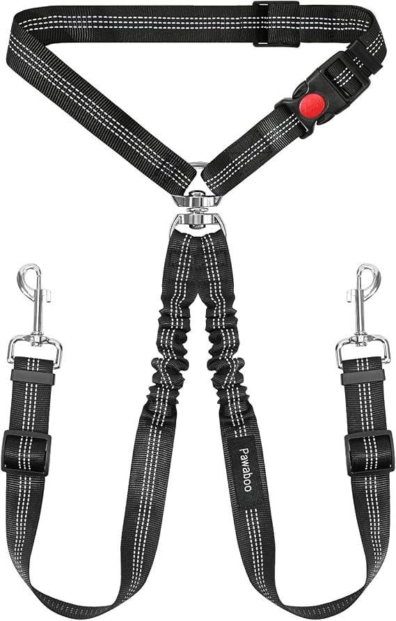 Pawaboo Dog Seat Belt for Car,Y Shape Two Dog Cars Harness for Cars Travel