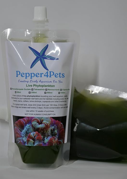PepperforPets Live Phytoplankton (Nannochloropsis), concentrated, for coral, rotifer & copepods (1000ml)