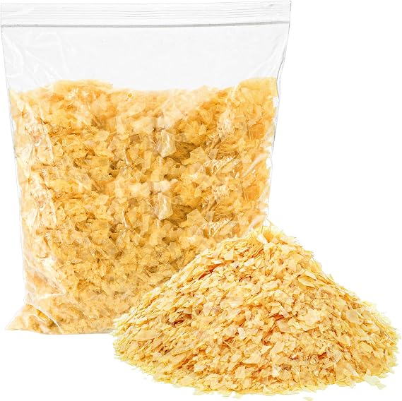 Lawei 1.1 LB/17.6 OZ Blonde Shellac Flakes, 500G Pure Shellac Flakes Finish for Furniture Repair, Home Wood Metal Craft Decoration, Household Painting Supplies, Waterproof Finish, Light Yellow