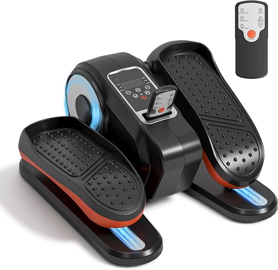 Under Desk Elliptical Machine, Ellipse Leg Exerciser with Remote Control, 12 Adjustable Speed, Quiet Motor and Bidirectional Pedals, Seated Pedal Exerciser for Home Office Work Use