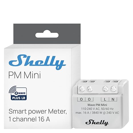 Shelly Wave PM Mini US LR Smart Power Meter, 1-Channel 16 A