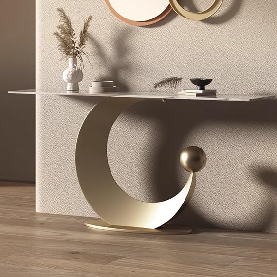 Entryway Table, Modern Console Sofa Table, Accent Table with Shelves, Accent Coffee Tables for Entry, Hallway, Entrance, Foyer, Metal Frame
