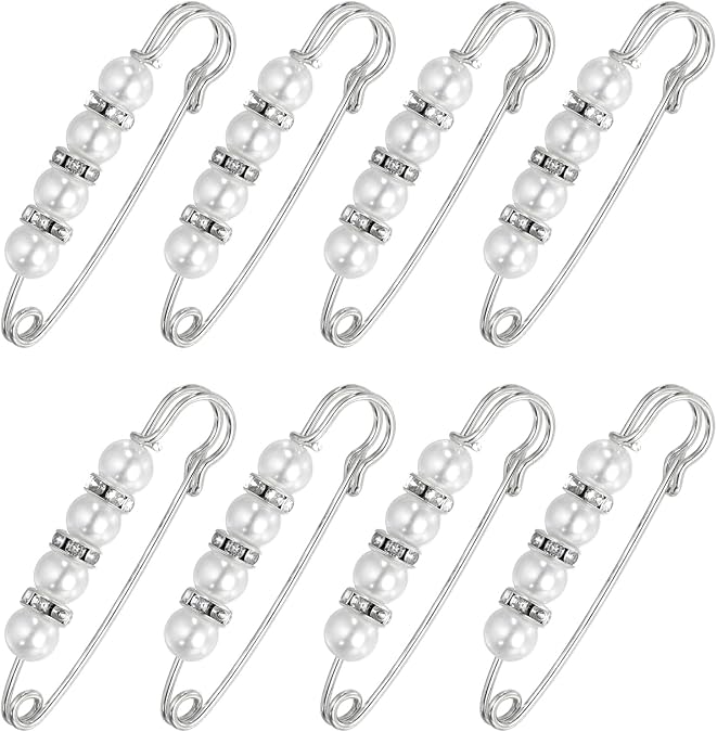 MECCANIXITY Pearl Brooch Pins Decorative Sweater Safety Pin Brooch