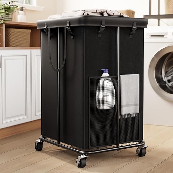 150L Large Laundry Hamper with Wheels, Rolling Laundry Basket