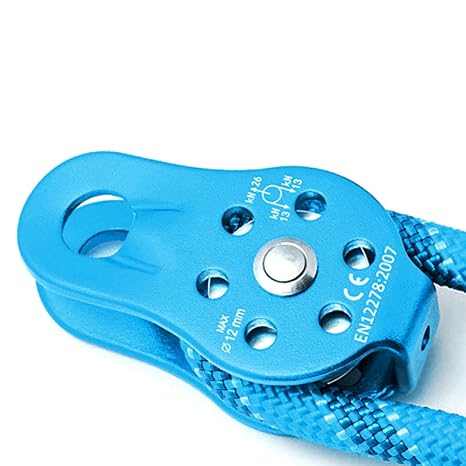 Climbing Pulley 26KN, Aluminum Single Rope Micro Block, Blue