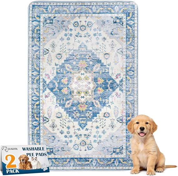 Washable Pee Pads for Dogs, 2 Pack Reusable Puppy Training Pads 102x67cm Super Absorbent Waterproof Dog Training Pads, Non-Slip Potty Pads for Floor, Crate, Whelping Pads Litter Mat Pet Supplies