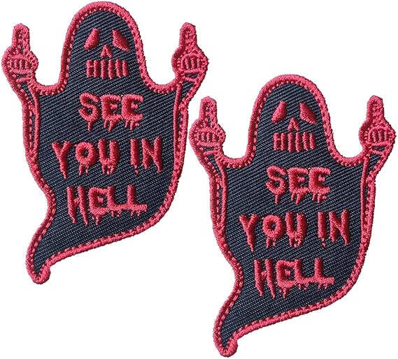 AliPlus 2PCS See You in Hell Patches Morale Patch Hook and Loop