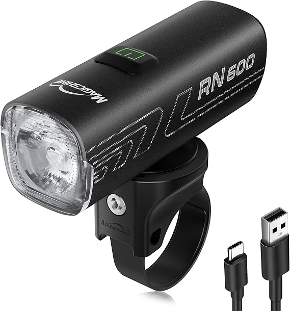 Magicshine RN600/900 V2.0 Bike Light, USB-C Rechargeable Anti-Glare Front Bike Headlight, IPX7 Waterproof Aluminum Bicycle Light for Night Riding, Road Cycling and Urban Commuting