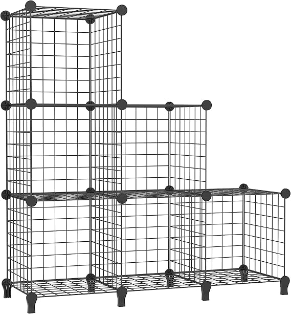 AWTATOS Wire Cube Storage, Closet Organizer, 6 Cube Storage Shelf, Black