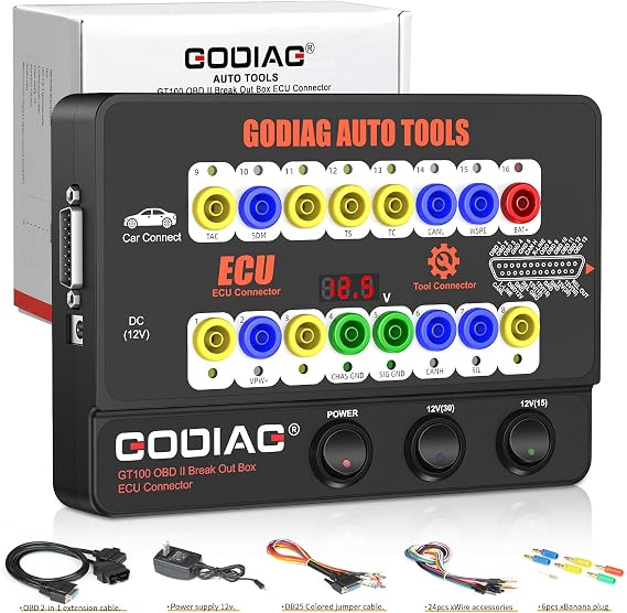 GODIAG Auto ECU Breakout Box, GT100 Breakout Box OBDII Protocol Detector for OBDII Protocol Communication Detection/ECU Tool Maintenance/Diagnosis/Programming/Coding
